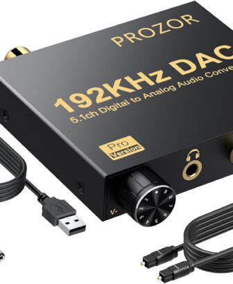PROZOR 192kHz Digital to Analog Audio Converter - Converts Dolby AC-3 DTS 5.1CH Digital Audio to Stereo Analog Output, Optical to L/R DAC Decoder, DAC Converter SPDIF TOSLINK to Stereo L/R & 3.5mm