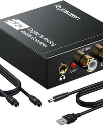 DAC 192KHz Digital to Analog Audio Converter, Optical to RCA Adapter with Coaxial Cable, Toslink Optical to 3.5mm Adapter for PS4 HD DVD Home Cinema Systems