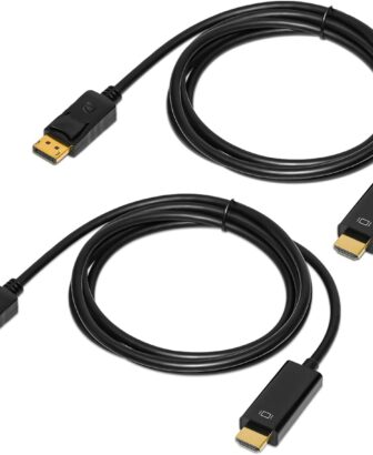 4K Displayport to HDMI Cable 6 Feet 2-Pack | Display Port (DP) to HDMI Adapter Male to Male Cord Converter for PC to HDTV, Monitor, Projector